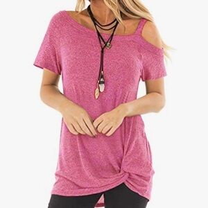 Women's Pink Cold Shoulder Top